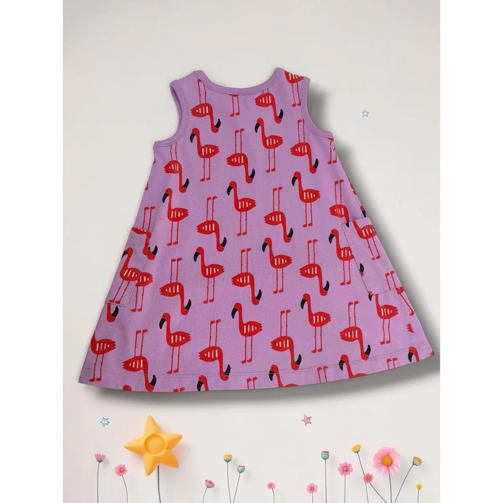 Hanna Andersson Flamingo Print Cotton Sleeveless Dress & Bloomer Set 2T